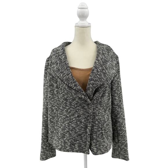 Calvin Klein Blazer Jacket WMNS L Zip-Up Gray Tweed Long Sleeve Business Casual - Picture 1 of 4